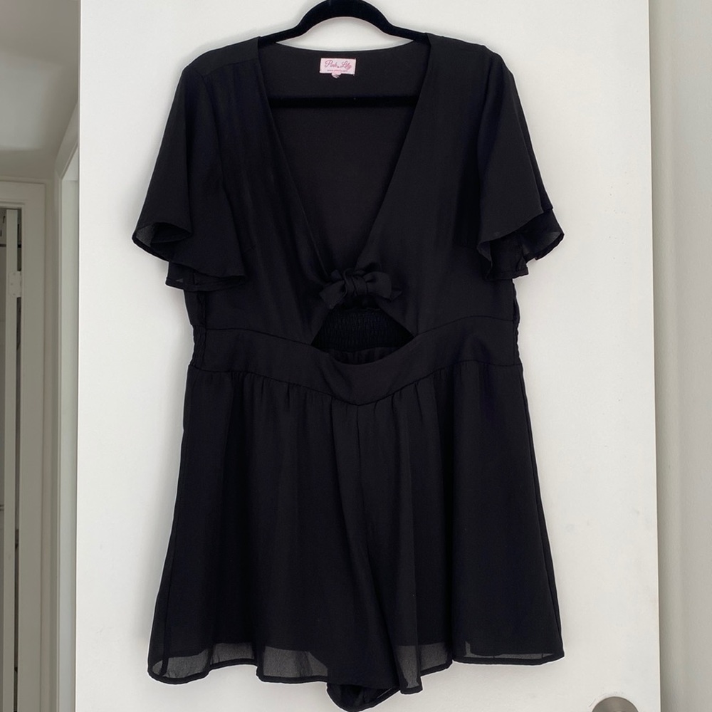 Pink lil black romper